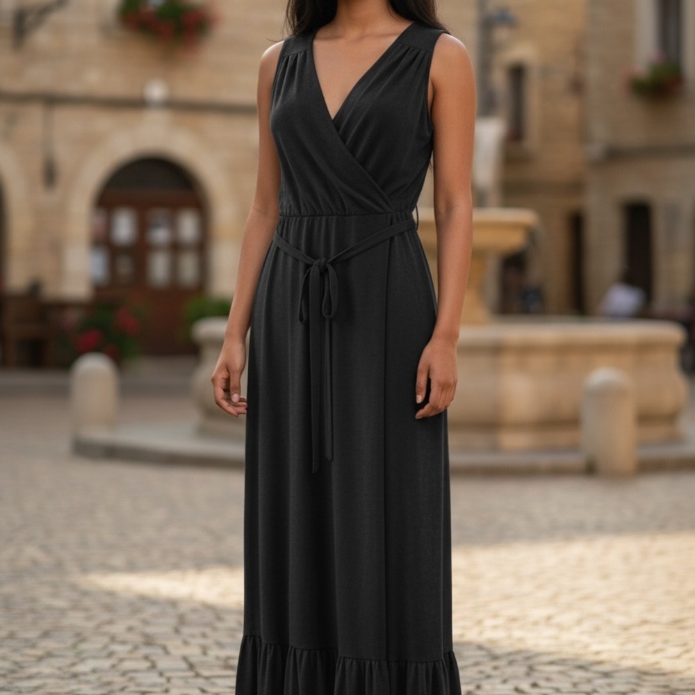 INC International Concepts Sleeveless Black Maxi Dress